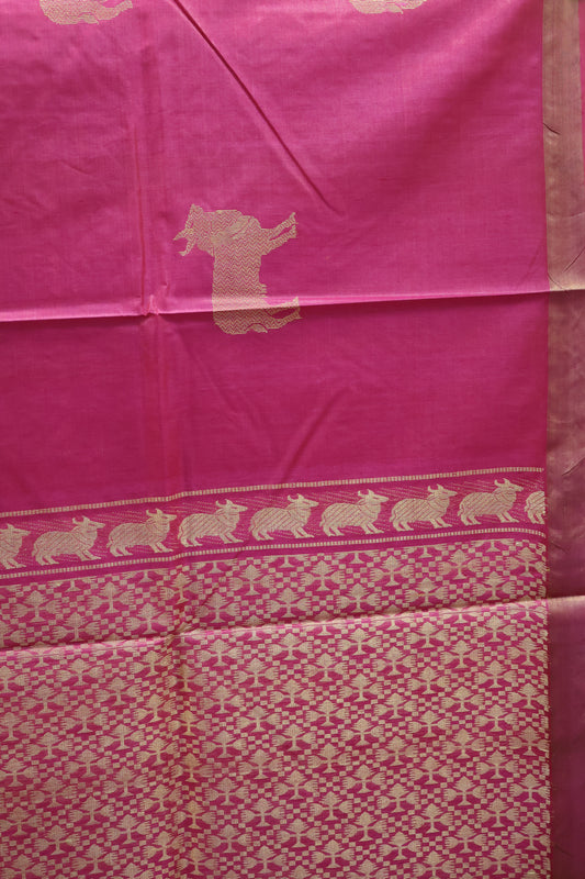Pure Tussar Saree -Pink Pichwai Zari