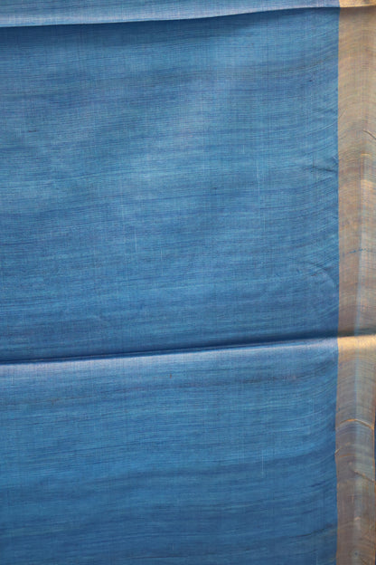 Pure Tussar Saree - Blue Cheetah Zari