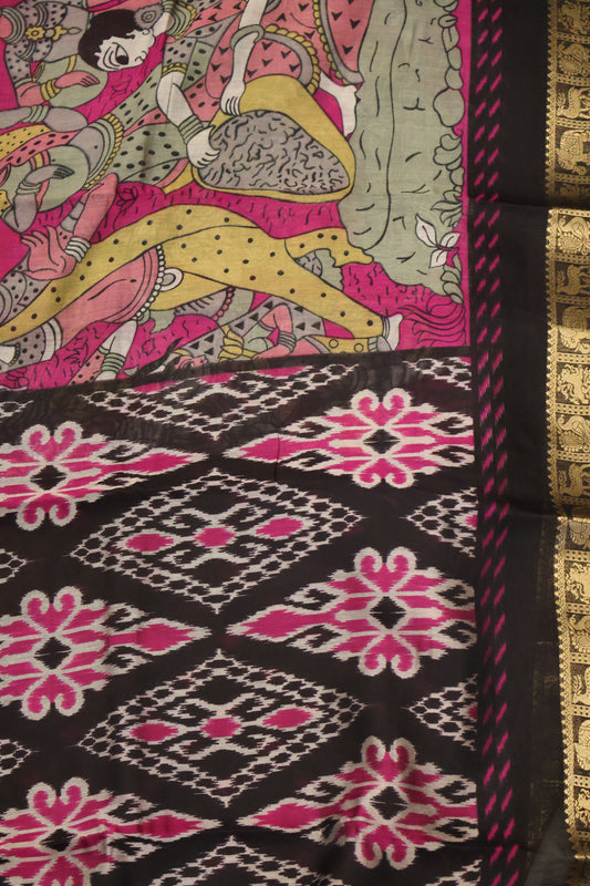 Malai Cotton Saree-Pink Pichwai Print