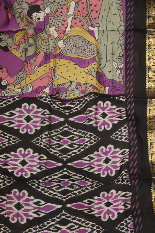 Malai Cotton Saree-Purple Pichwai Print