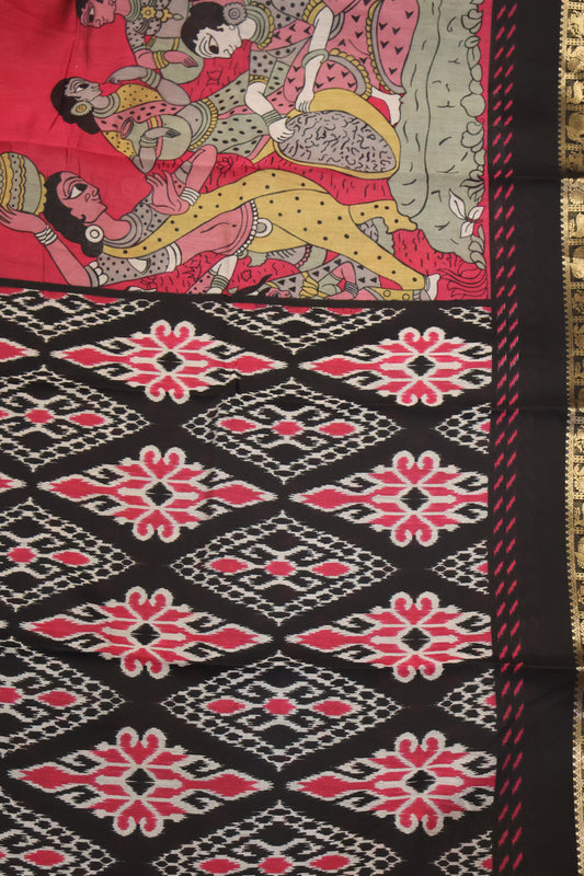 Malai Cotton Saree-Maroon Pichwai Print