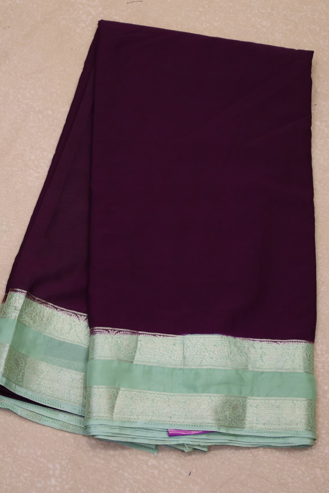 Semi Mysore Silk Saree-Wine Pista Green