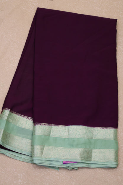 Semi Mysore Silk Saree-Wine Pista Green