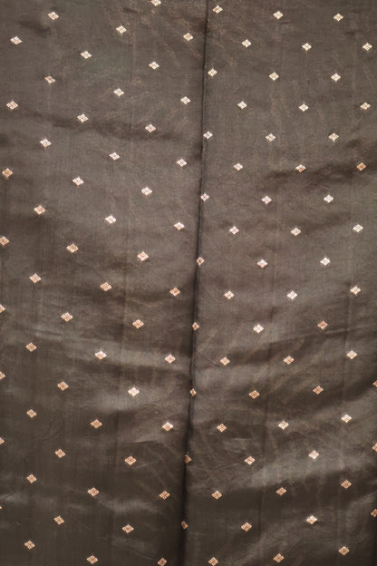 Pure Banarasi Saree Crushed - Black Elephant Print