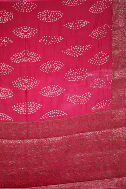 Pure Banarasi Saree Crushed -Pink Oval Pattern