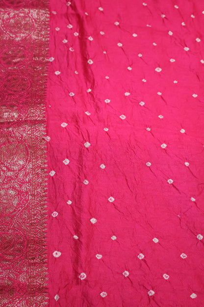 Pure Banarasi Saree Crushed -Pink Oval Pattern