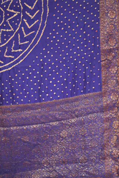 Pure Banarasi Saree Crushed -Blue Oval Pattern