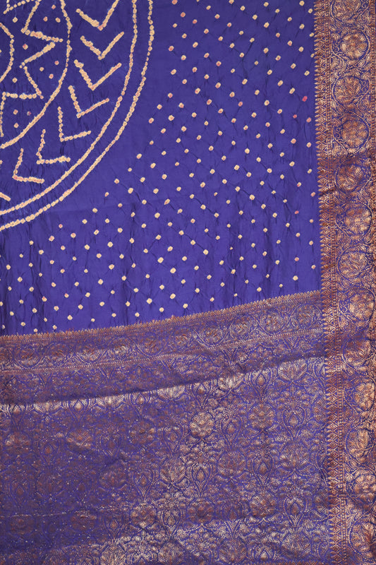 Pure Banarasi Saree Crushed -Blue Oval Pattern