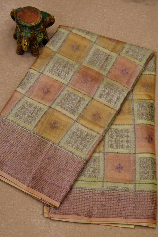 Pure Tussar Saree - Pale Orange