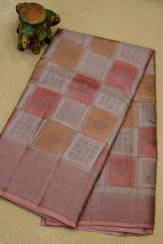 Pure Tussar Saree - Pastle Pink