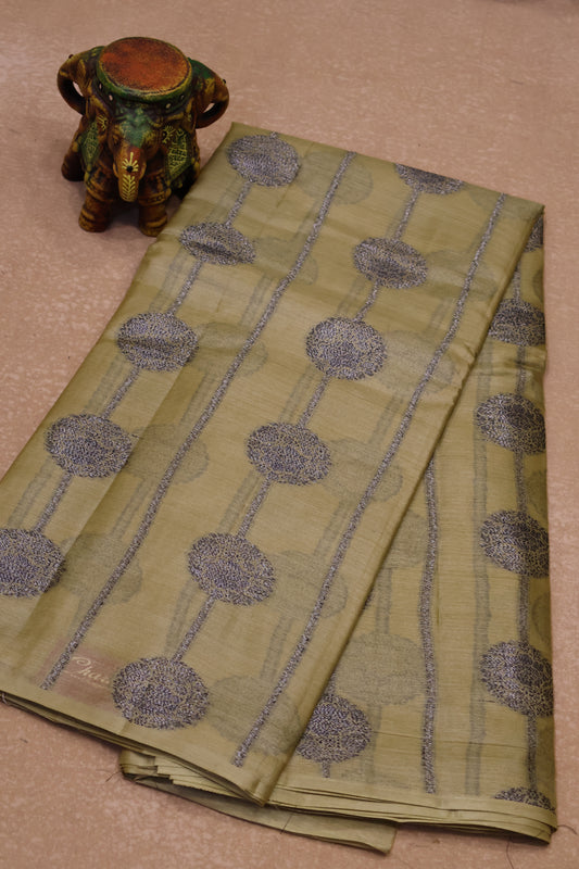 Pure Tussar Saree - Metalic Green