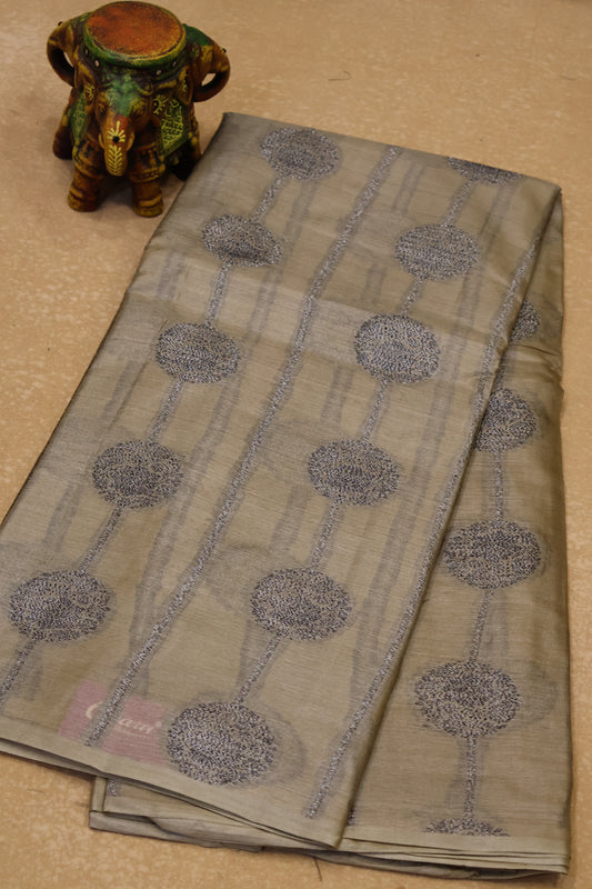 Pure Tussar Saree - Metalic Grey