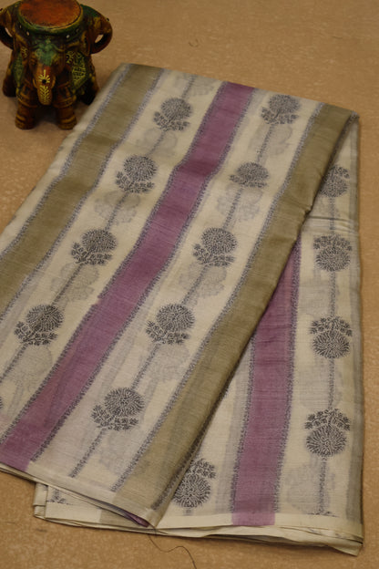 Pure Tussar Saree - Purple