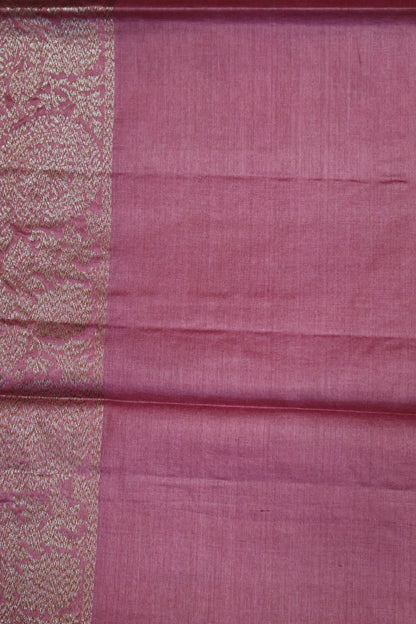 Pure Tussar Saree -Onion Pink Checks