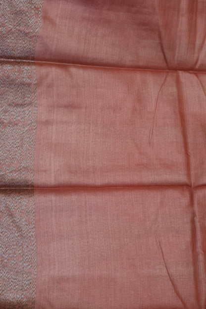 Pure Tussar Saree -Pale Orange Checks