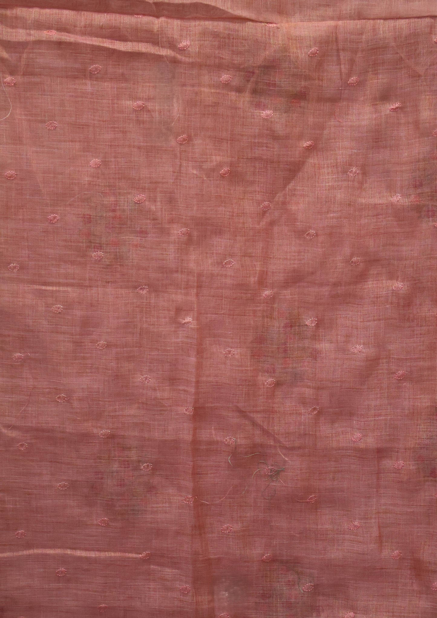 Tissue Kota Saree - Lite Red Rose Plant Embroidery Work