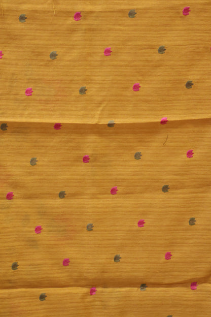 Semi Raw Silk Saree -Yellow Parrot Tissue