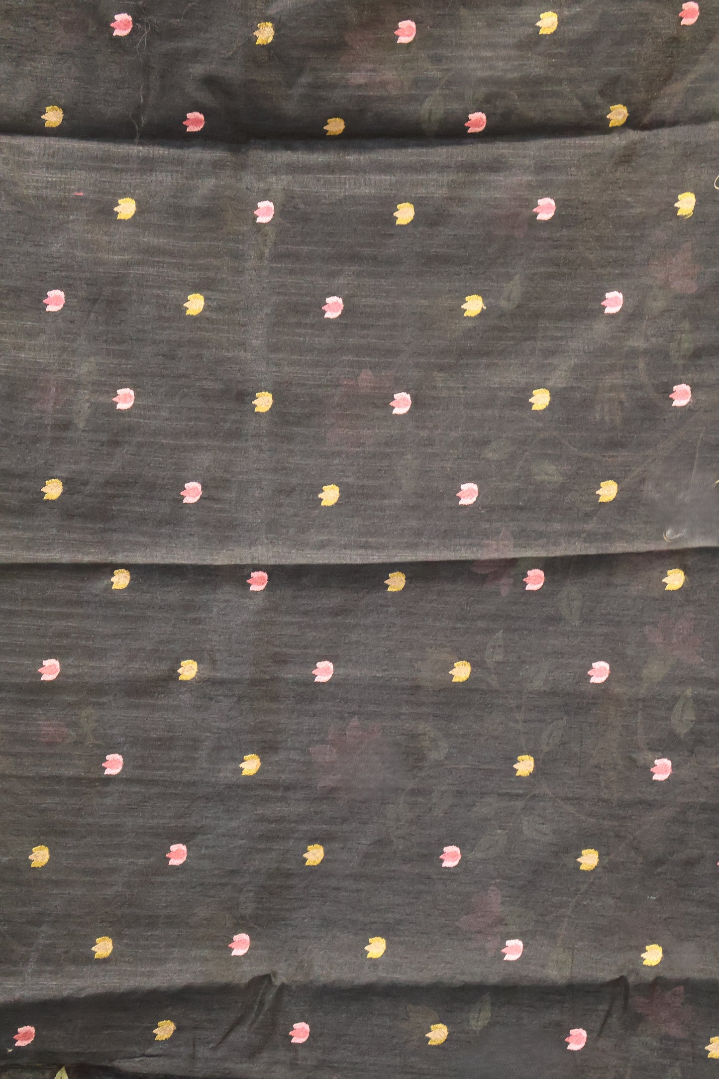 Semi Raw Silk Saree -Black Parrot Tissue