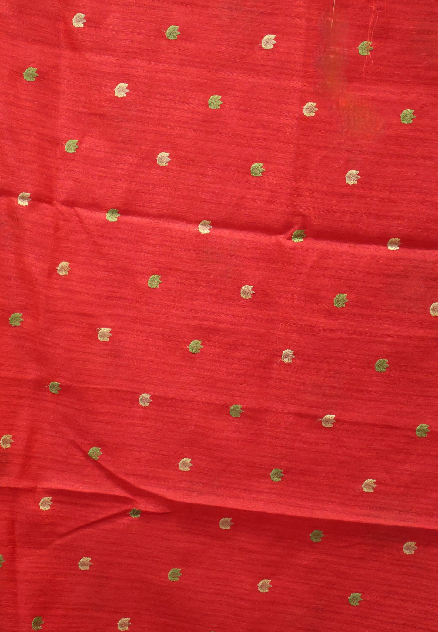 Semi Raw Silk Saree -Red Parrot Tissue