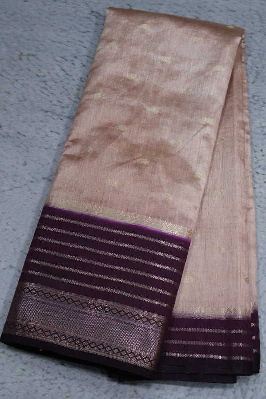 Semi Tussar Saree Floral - Mauve