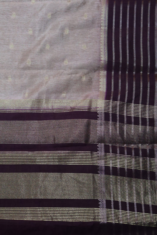 Semi Tussar Saree Floral - Mauve