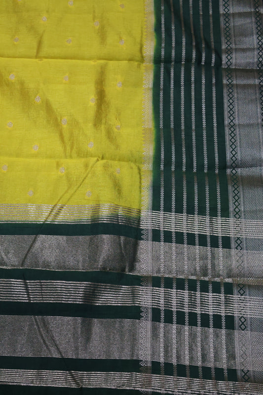 Semi Tussar Saree Floral - Yellow