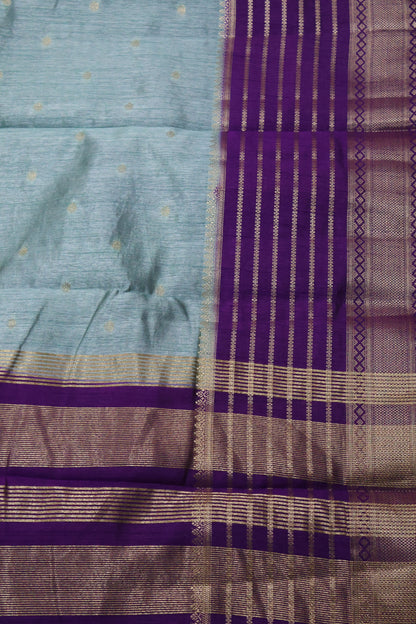 Semi Tussar Saree Floral - Sea Green