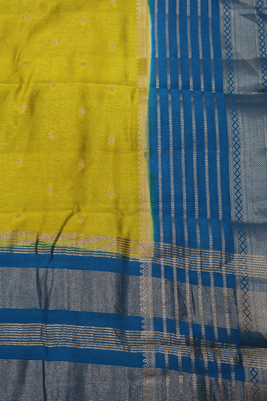 Semi Tussar Saree Floral - Light Yellow