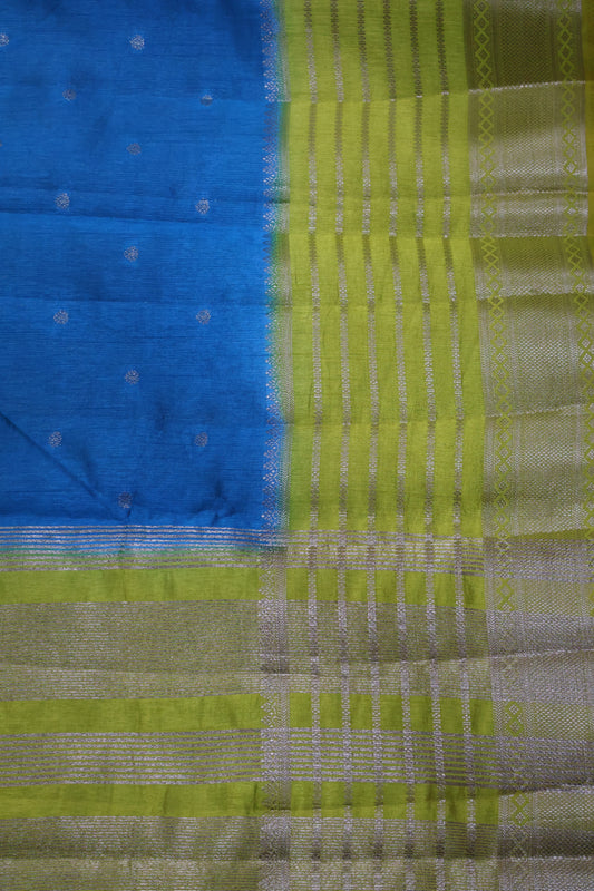 Semi Tussar Saree Floral - Ramar Blue