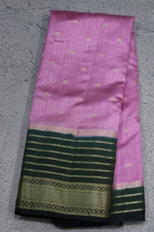Semi Tussar Saree Floral - Light Purple