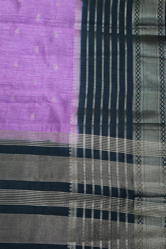 Semi Tussar Saree Floral - Light Purple