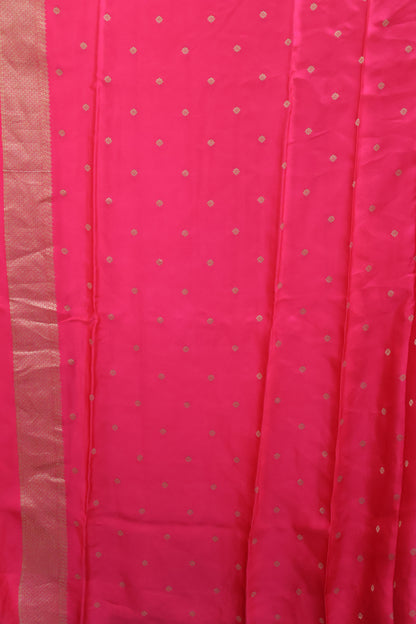 Banarasi Crepe Saree Horse Work -Rani Pink