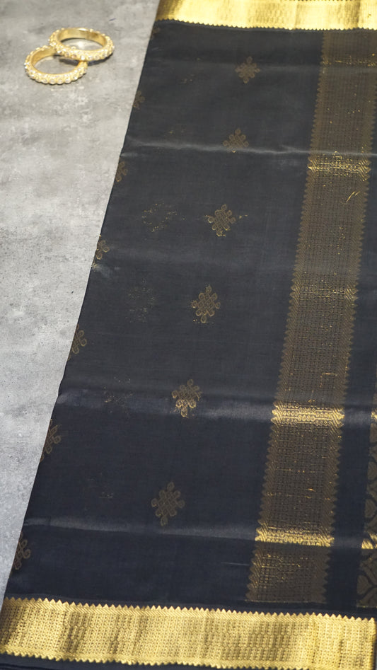 Silk Cotton Saree Black