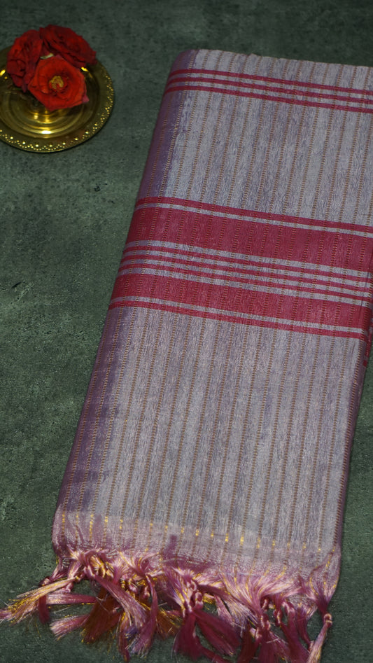Vazhai Naaru Pattu Saree Velthari Light Pink - Blue