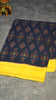 Pochampally Cotton double Ikkat Saree Navy Blue - Yellow thumbnail