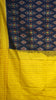 Pochampally Cotton double Ikkat Saree Navy Blue - Yellow thumbnail