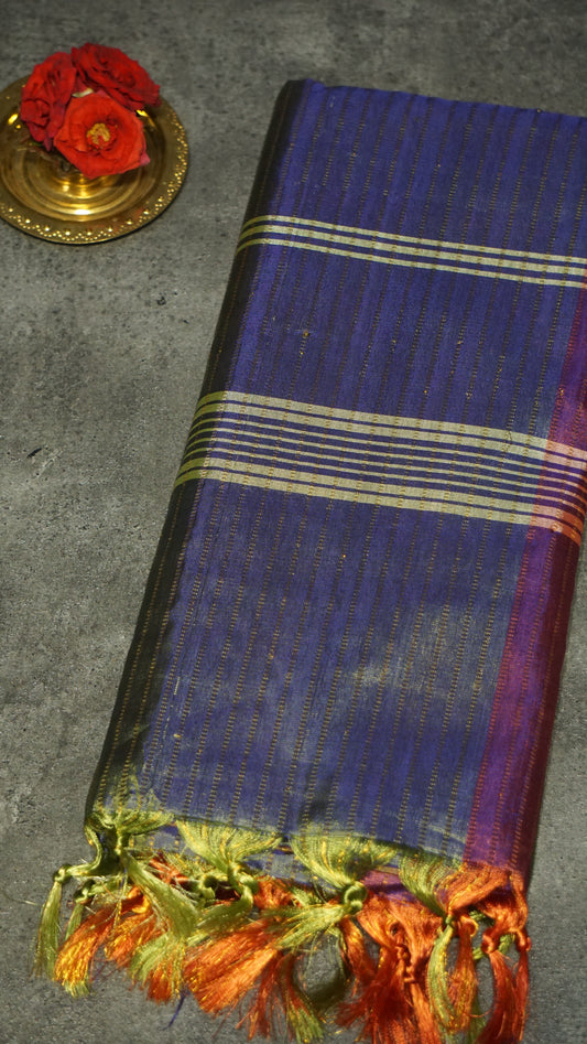 Vazhai Naaru Pattu Saree Velthari Purple - Green