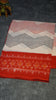 Pochampally Cotton double Ikkat Saree Half White - Red thumbnail