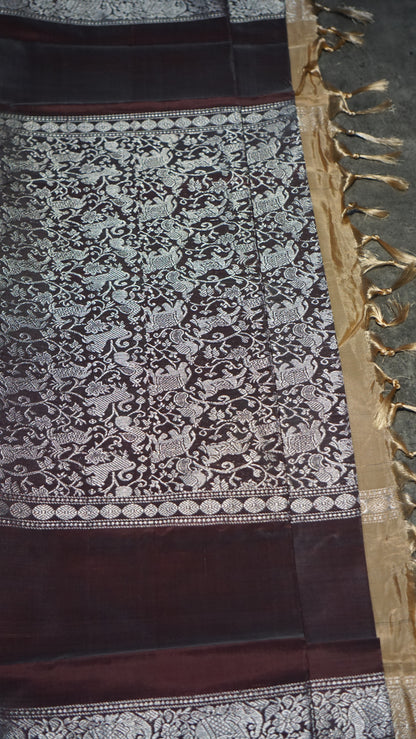 Vazhai Naaru Pattu Saree Vanasingaram Cream - Wine