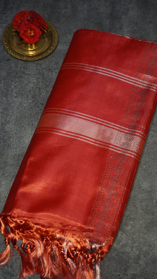 Vazhai Naaru Pattu Saree Vanasingaram Light Red