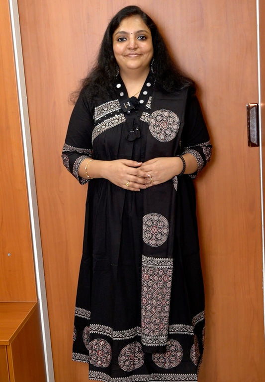 3 Pcs Kurti Set - Black