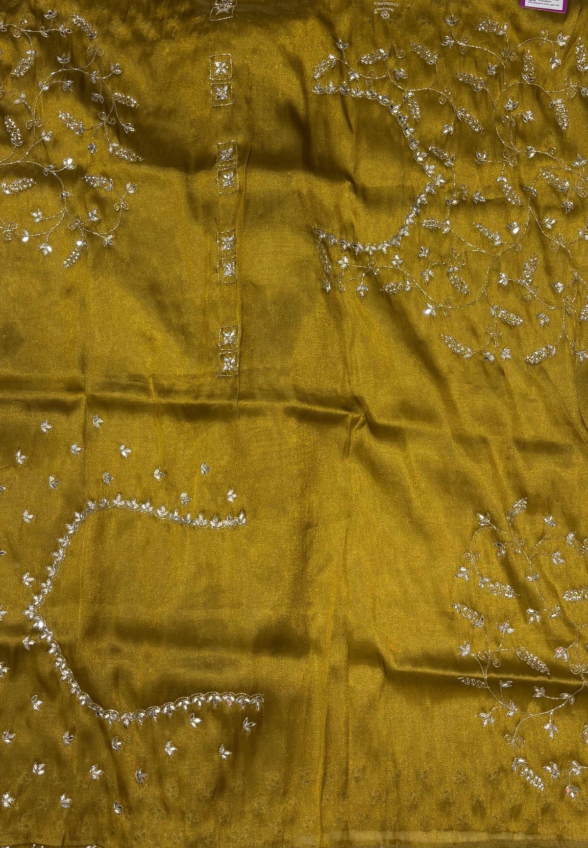 Designer Saree-Gold with Mirror Work