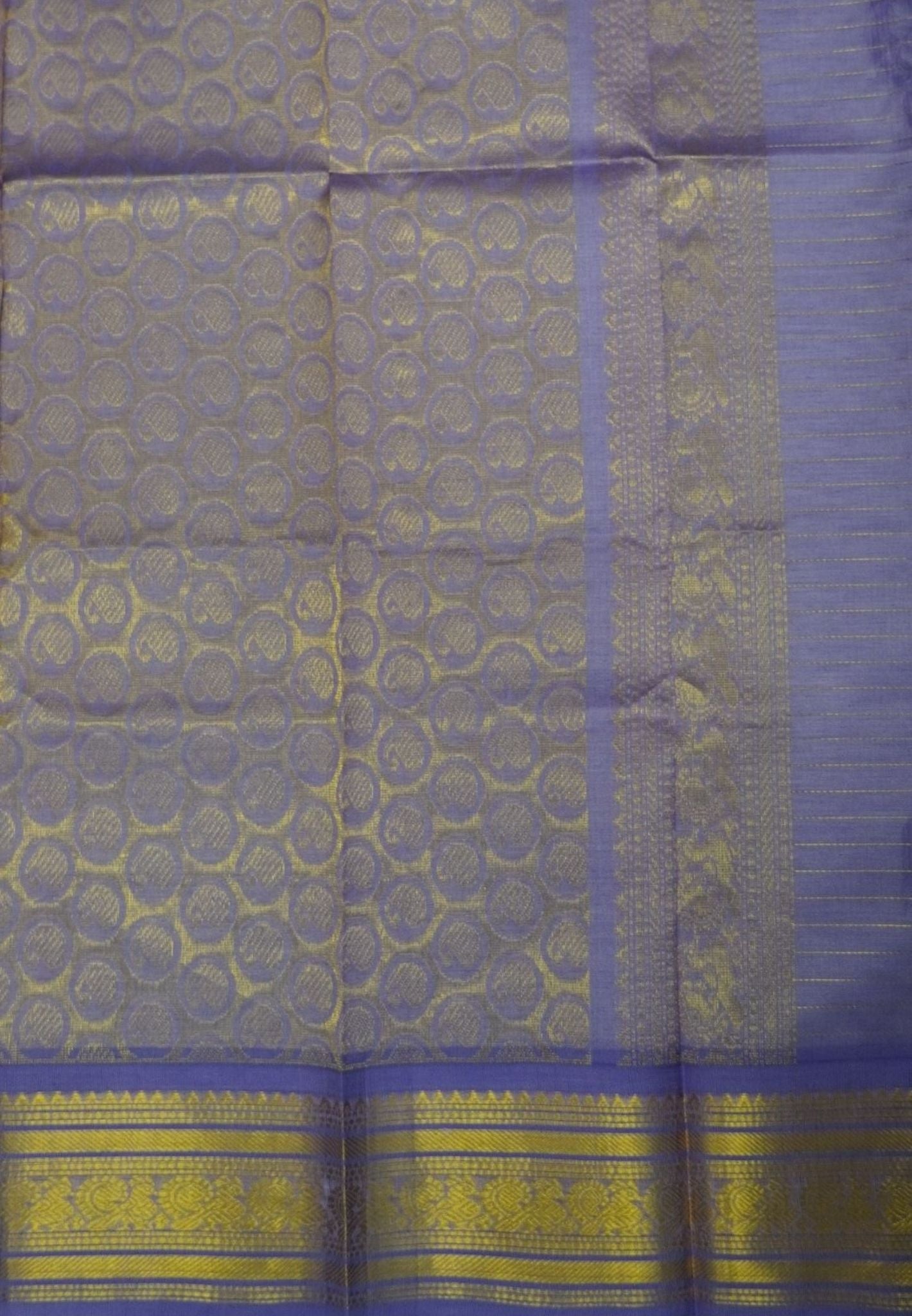 Pure Silk Cotton Saree-Mitai Pink in Golden Zari Checks with Contrast Border