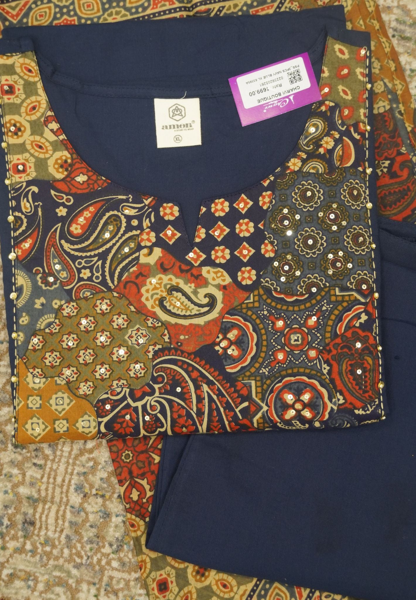3 Pcs Salwar Suit -Ajrakh Pattern