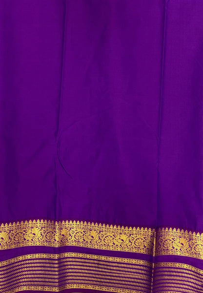 Budget Kanchipuram Saree-Sea Green In Traditional Peacock Zari With Contrast Border