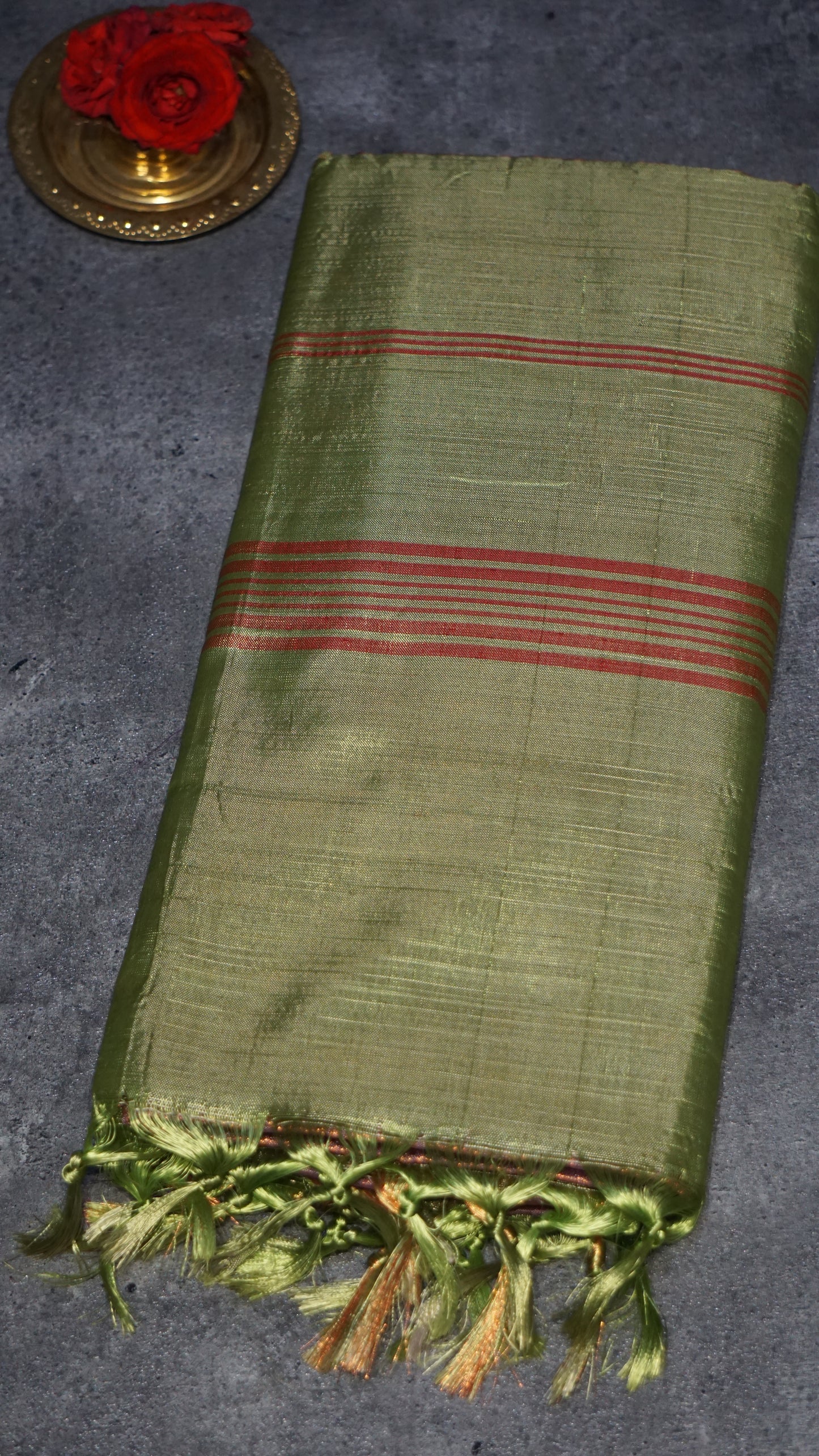 Vazhai Naaru Pattu Saree Vanasingaram Green - Light Wine