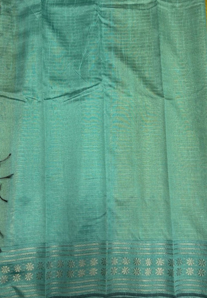 Raw Silk Saree-Yellow in 1000 Butta with Contrast Zari Border