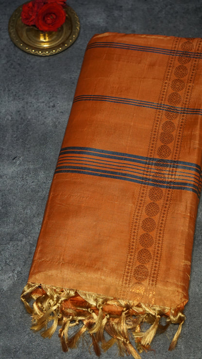 Vazhai Naaru Pattu Saree Vanasingaram Orange - Violet
