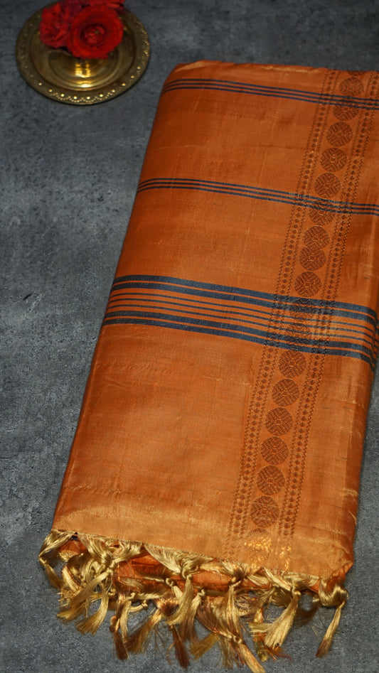 Vazhai Naaru Pattu Saree Vanasingaram Orange - Violet