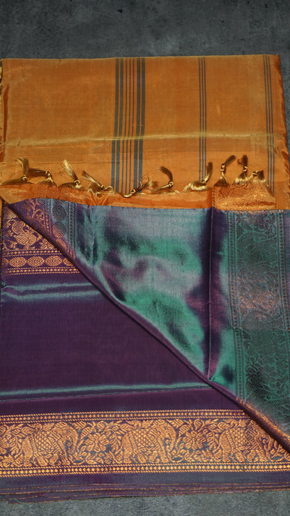 Vazhai Naaru Pattu Saree Vanasingaram Orange - Violet
